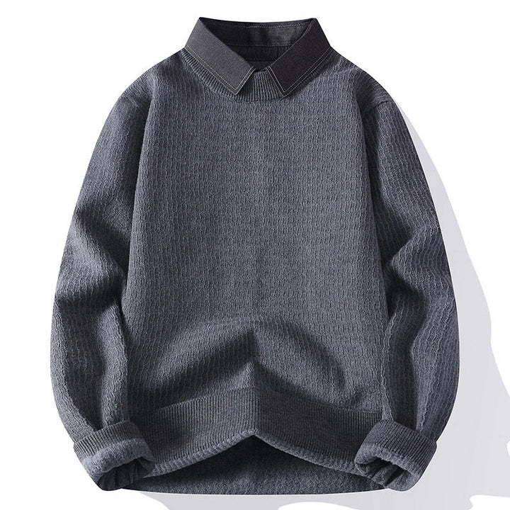 Buddha Stones冬用スタンドカラーデザイン 暖かいメンズ長袖ニットセーター - グレー - US/UK/AU44、 EU54 (4XL) - image 8