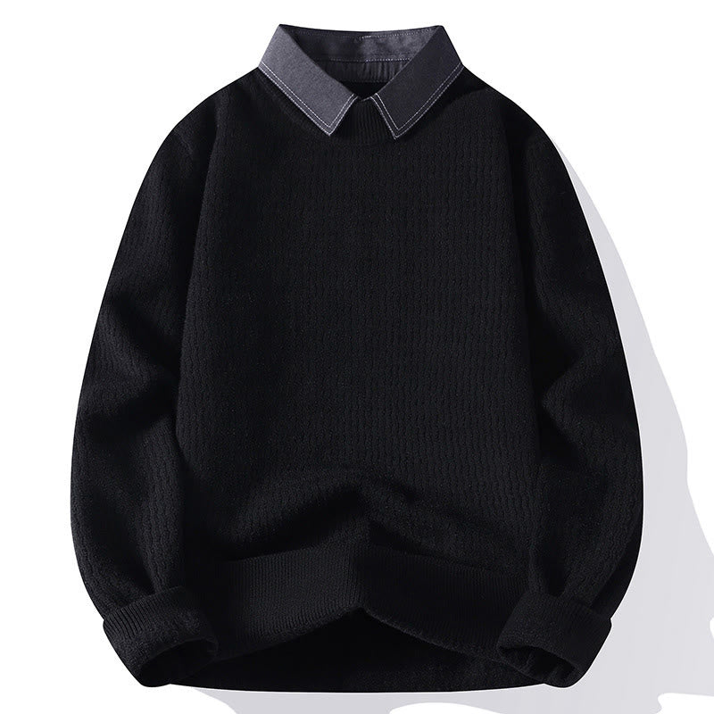 Buddha Stones冬用スタンドカラーデザイン 暖かいメンズ長袖ニットセーター - 黒 - US/UK/AU44、 EU54 (4XL) - image 9
