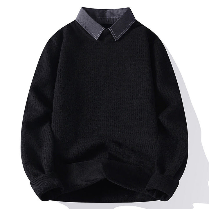 Buddha Stones冬用スタンドカラーデザイン 暖かいメンズ長袖ニットセーター - 黒 - US/UK/AU44、 EU54 (4XL) - image 9