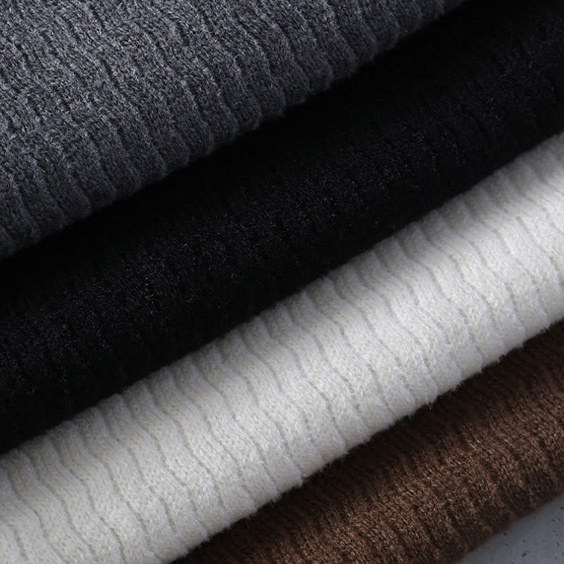 Buddha Stones冬用スタンドカラーデザイン 暖かいメンズ長袖ニットセーター - image 10