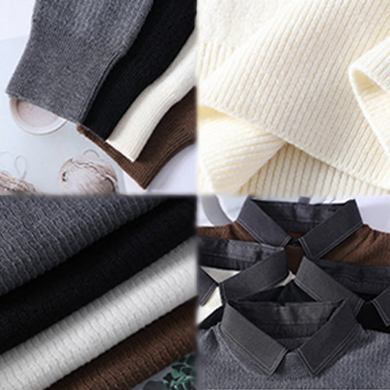 Buddha Stones冬用スタンドカラーデザイン 暖かいメンズ長袖ニットセーター - image 11