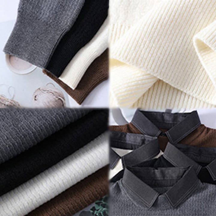Buddha Stones冬用スタンドカラーデザイン 暖かいメンズ長袖ニットセーター - image 11