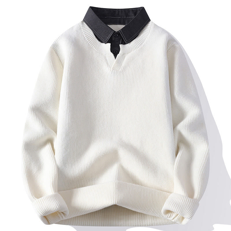 Buddha Stones冬用 ブラック スタンドカラーデザイン 暖かい メンズ 長袖 ニットセーター - 白 - US/UK/AU44、 EU54 (4XL) - image 8