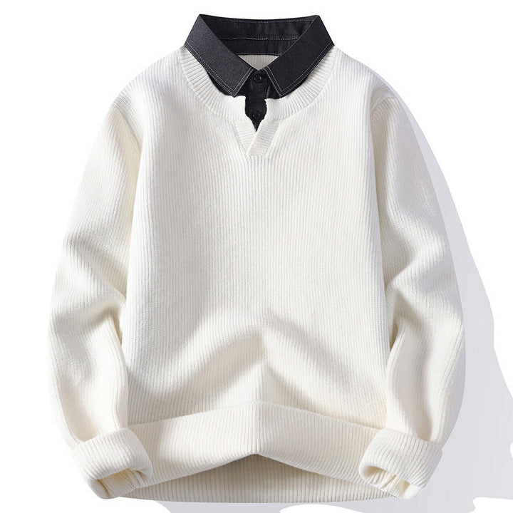 Buddha Stones冬用 ブラック スタンドカラーデザイン 暖かい メンズ 長袖 ニットセーター - 白 - US/UK/AU44、 EU54 (4XL) - image 8