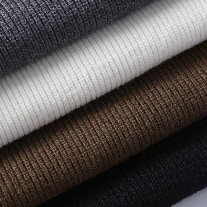 Buddha Stones冬用 ブラック スタンドカラーデザイン 暖かい メンズ 長袖 ニットセーター - image 11