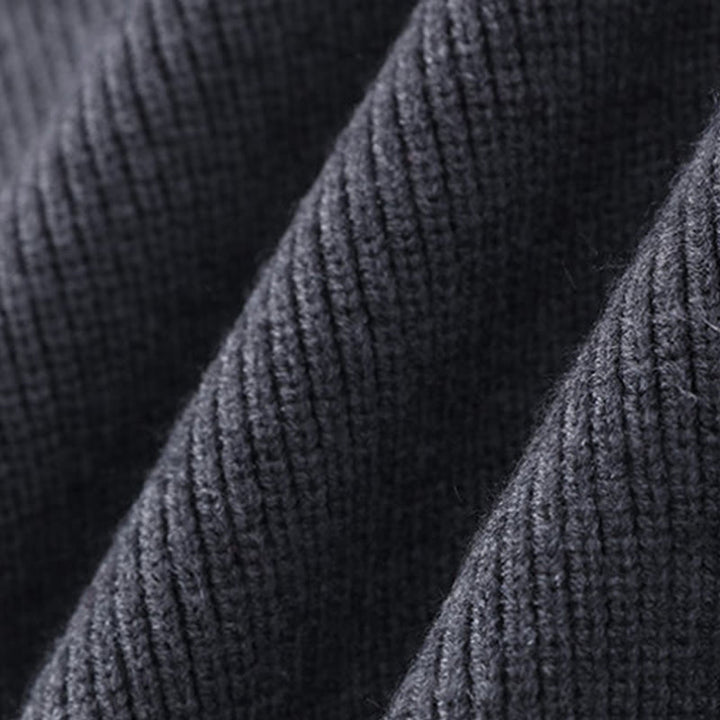 Buddha Stones冬用 ブラック スタンドカラーデザイン 暖かい メンズ 長袖 ニットセーター - image 6