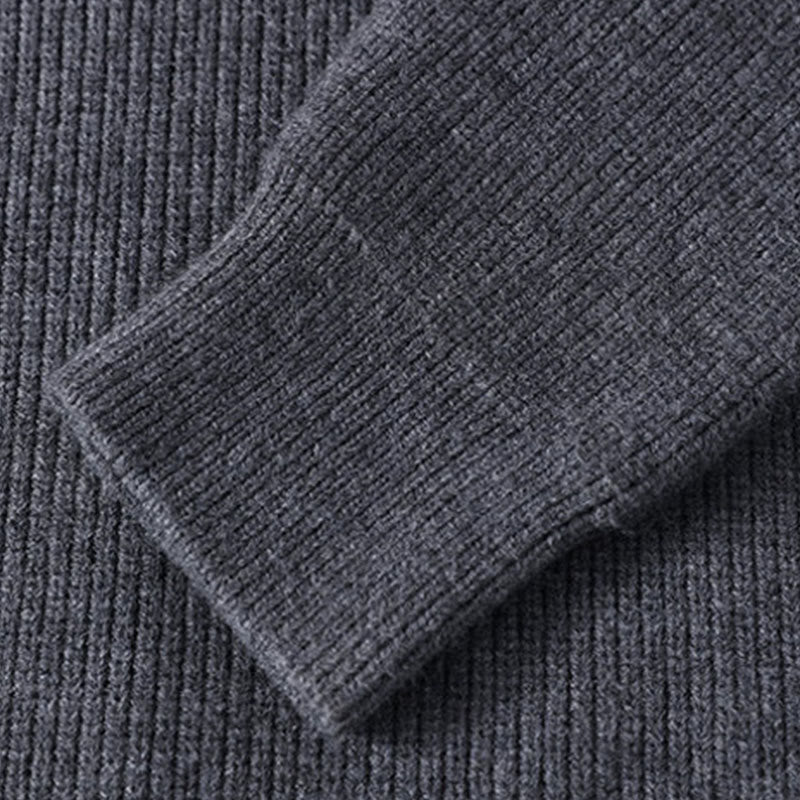 Buddha Stones冬用 ブラック スタンドカラーデザイン 暖かい メンズ 長袖 ニットセーター - image 4