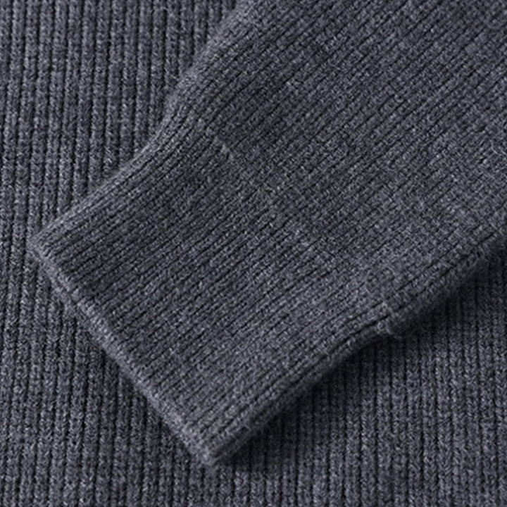 Buddha Stones冬用 ブラック スタンドカラーデザイン 暖かい メンズ 長袖 ニットセーター - image 4