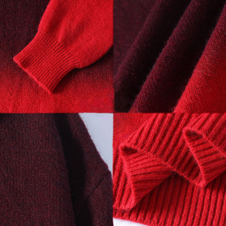 Buddha Stones冬 スタンドカラー グラデーションカラーデザイン 暖かい メンズ 長袖 ニットセーター - image 8