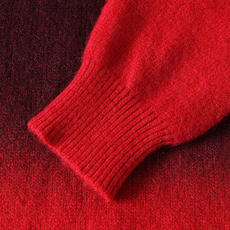 Buddha Stones冬 スタンドカラー グラデーションカラーデザイン 暖かい メンズ 長袖 ニットセーター - image 4