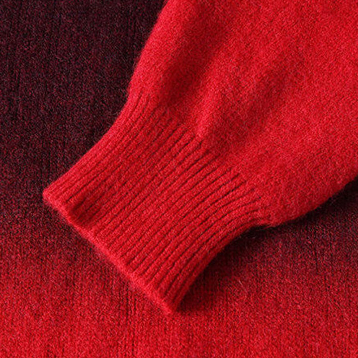 Buddha Stones冬 スタンドカラー グラデーションカラーデザイン 暖かい メンズ 長袖 ニットセーター - image 4