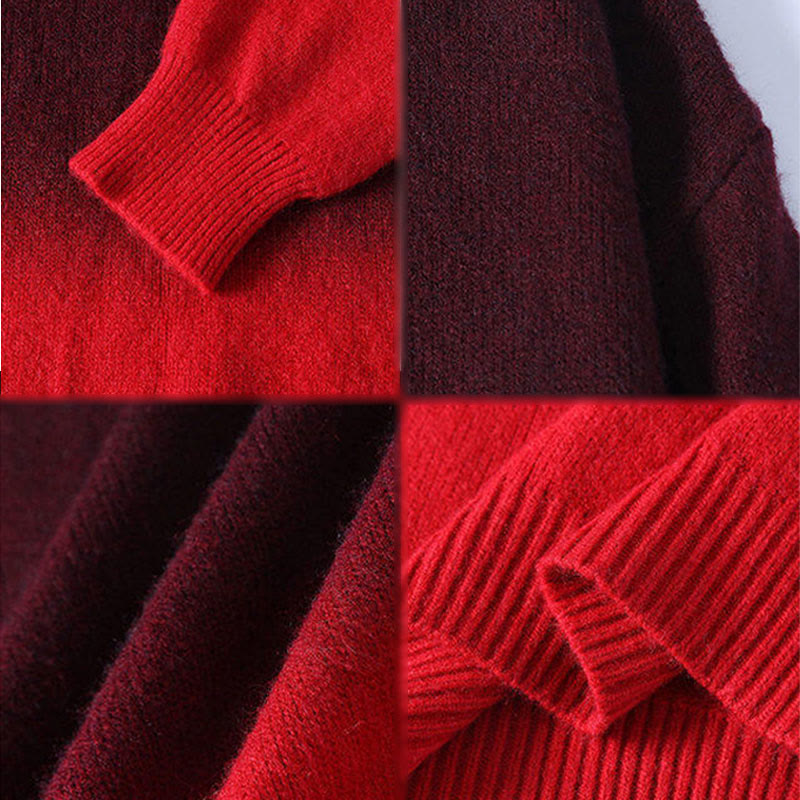 Buddha Stones冬 スタンドカラー グラデーションカラーデザイン 暖かい メンズ 長袖 ニットセーター - image 9