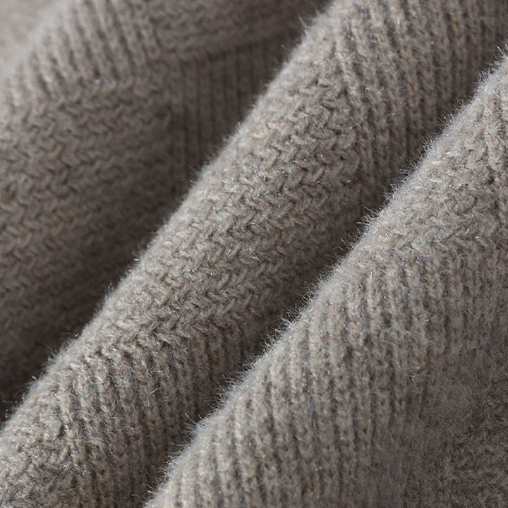 Buddha Stones冬用 ブラック スタンドカラー チェック柄 暖かい メンズ 長袖 ニットセーター - image 3