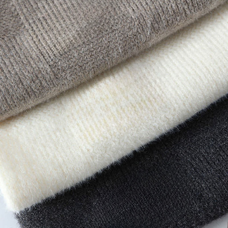 Buddha Stones冬用 ブラック スタンドカラー チェック柄 暖かい メンズ 長袖 ニットセーター - image 9