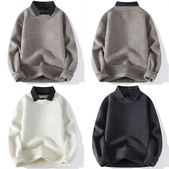 Buddha Stones冬用 ブラック スタンドカラー チェック柄 暖かい メンズ 長袖 ニットセーター - image 10