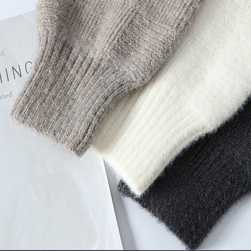 Buddha Stones冬用 ブラック スタンドカラー チェック柄 暖かい メンズ 長袖 ニットセーター - image 8