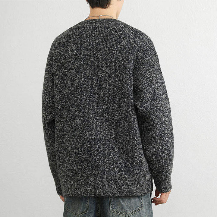 Buddha Stones冬用 Vネック ボタン リブデザイン 暖かい メンズ 長袖 ニットセーター - image 21