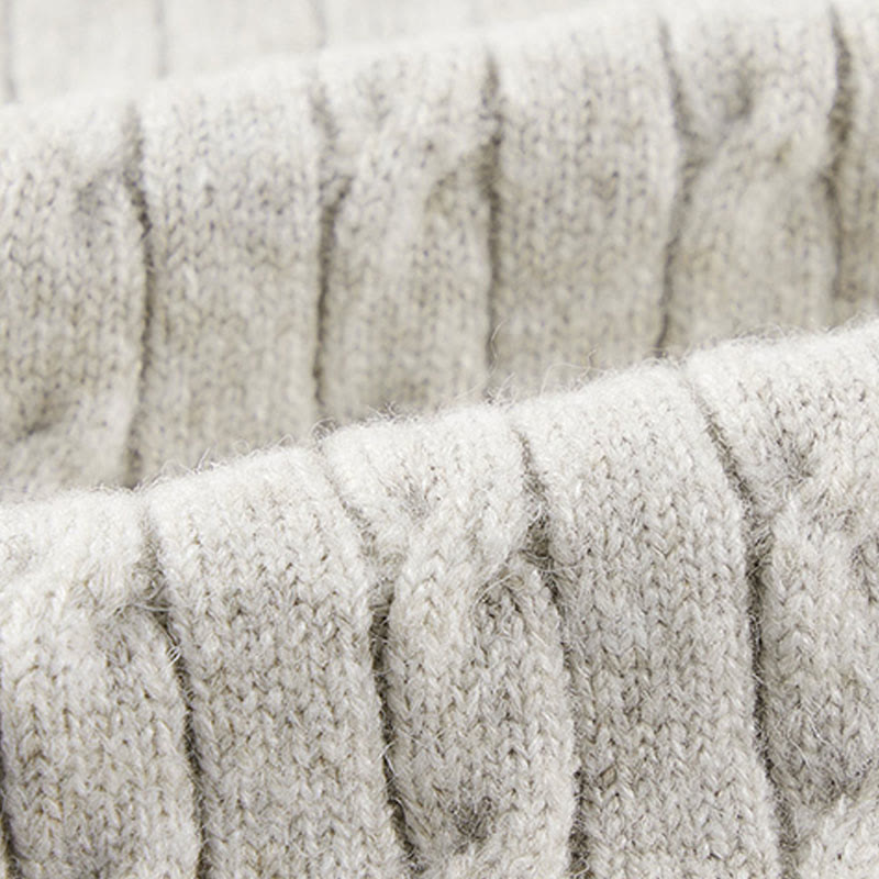 Buddha Stones冬用クルーネック 3つボタン ツイストデザイン 暖かい メンズ 長袖 ニットセーター - image 10