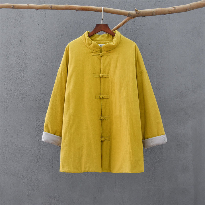 Buddha Stones冬用 無地 フロッグボタン 長袖 コットン レディース サーマルジャケット ポケット付き - image 10