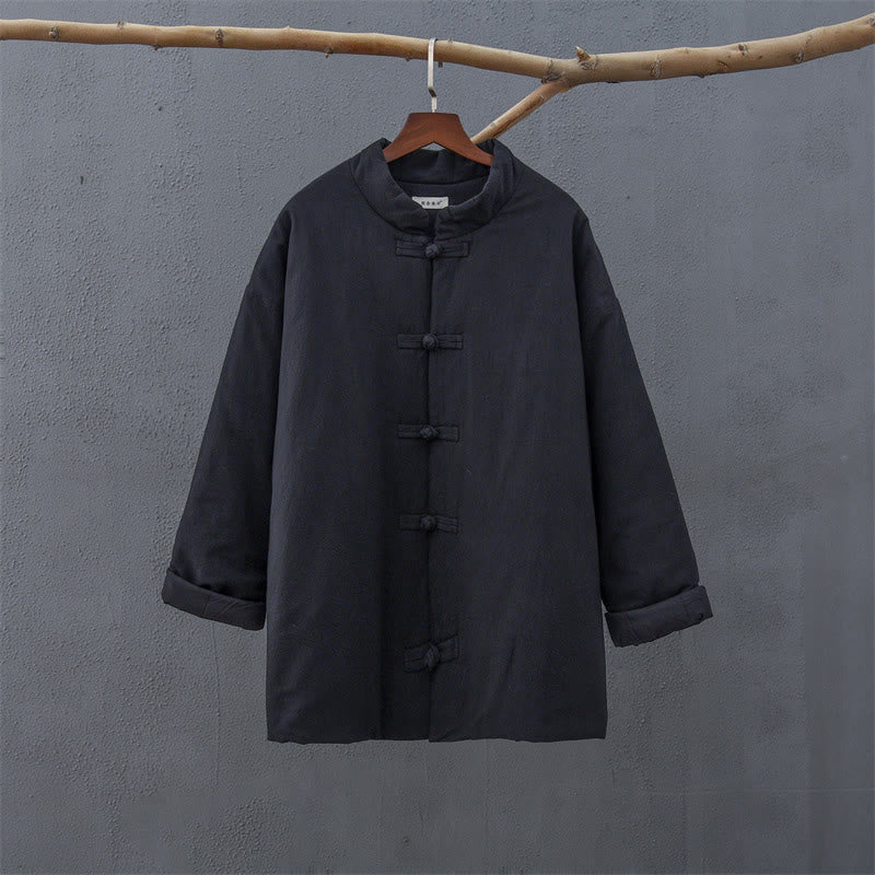 Buddha Stones冬用 無地 フロッグボタン 長袖 コットン レディース サーマルジャケット ポケット付き - image 17