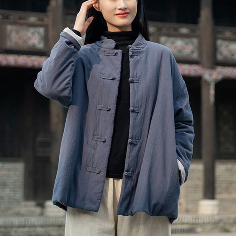 Buddha Stones冬用 無地 フロッグボタン 長袖 コットン レディース サーマルジャケット ポケット付き - image 28