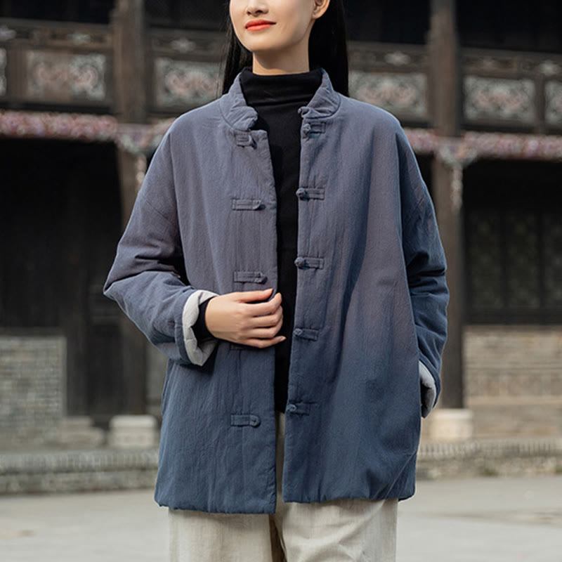 Buddha Stones冬用 無地 フロッグボタン 長袖 コットン レディース サーマルジャケット ポケット付き - image 26