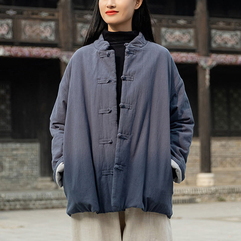 Buddha Stones冬用 無地 フロッグボタン 長袖 コットン レディース サーマルジャケット ポケット付き - image 30