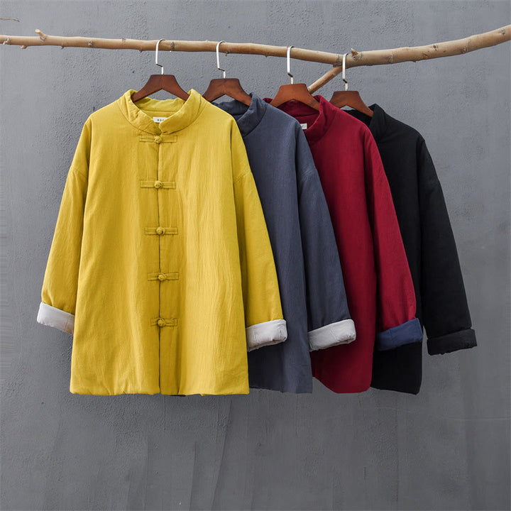 Buddha Stones冬用 無地 フロッグボタン 長袖 コットン レディース サーマルジャケット ポケット付き - image 32