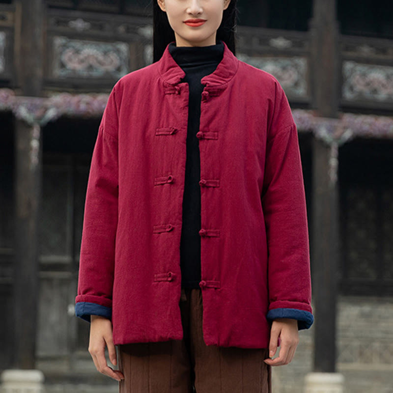 Buddha Stones冬用 無地 フロッグボタン 長袖 コットン レディース サーマルジャケット ポケット付き - image 19