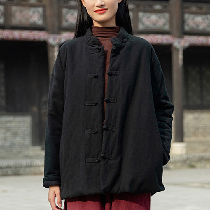 Buddha Stones冬用 無地 フロッグボタン 長袖 コットン レディース サーマルジャケット ポケット付き - image 15