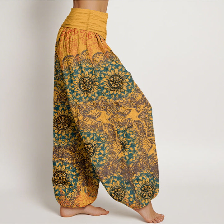 Buddha Stonesコットン三角曼荼羅柄レディース伸縮性ウエストハーレムパンツ - image 11