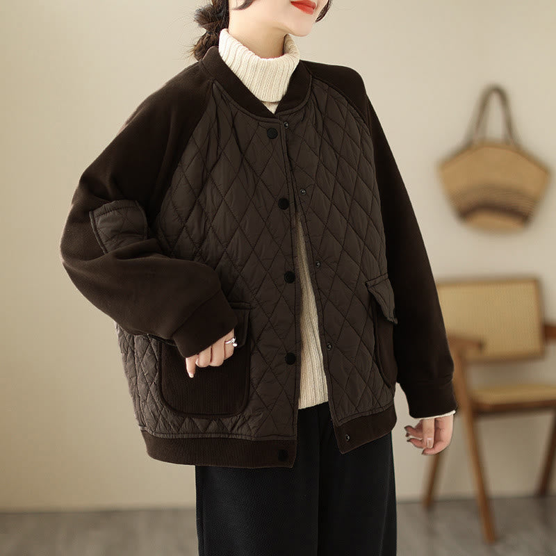 Buddha Stonesダイヤモンド柄レディース長袖厚手ジャケット（ポケット付き） - image 3