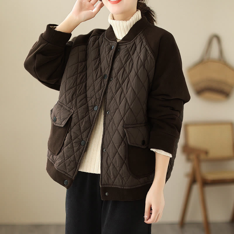 Buddha Stonesダイヤモンド柄レディース長袖厚手ジャケット（ポケット付き） - image 1