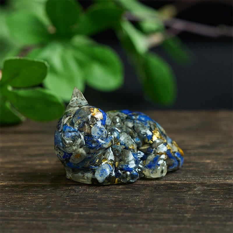 Buddha Stonesクリスタルチップエポキシ樹脂小さな猫ポジティブデコレーション  - image 3