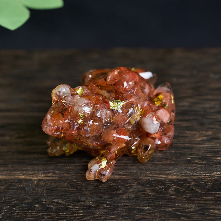 Buddha Stonesクリスタル ドリップ 樹脂 小さなカエル 情熱 装飾 像 - 赤瑪瑙（65*55*38mm） - image 28