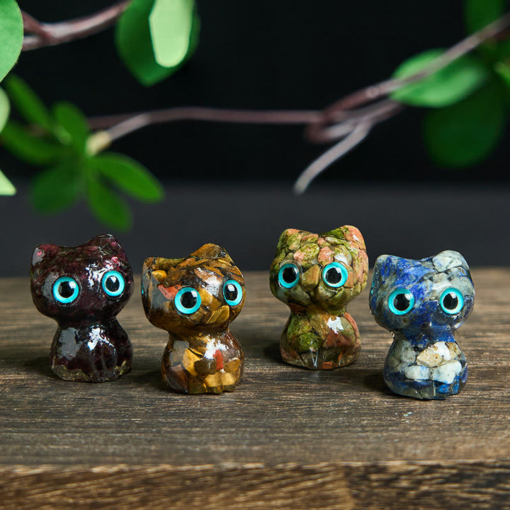 Buddha Stones水晶 ドリップ樹脂 小さな猫 浄化 装飾 像 - image 24