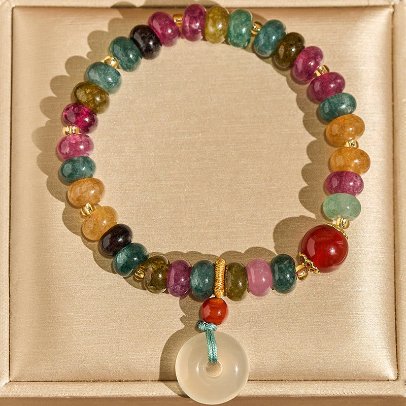 Buddha Stones平和のお守りチャームトルマリン カルセドニー ラブブレスレット - image 3