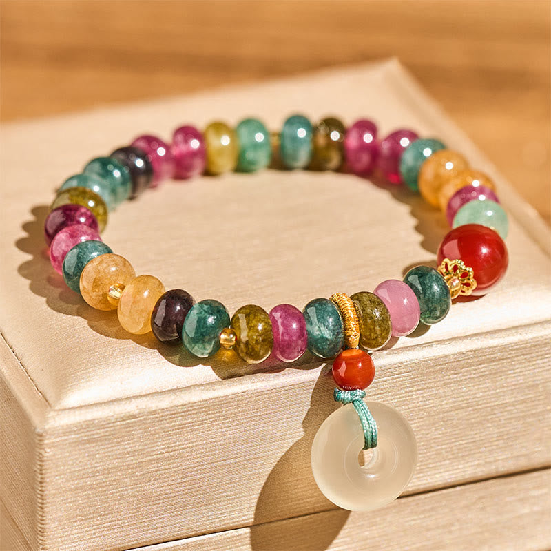 Buddha Stones平和のお守りチャームトルマリン カルセドニー ラブブレスレット - image 2
