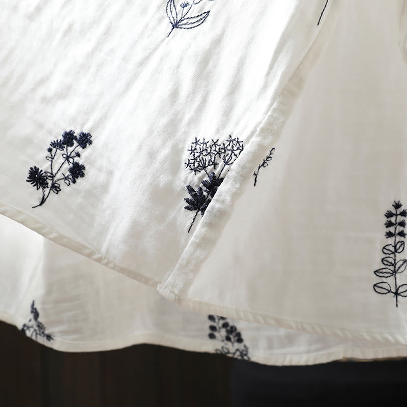 Buddha Stones柄刺繍 ボタンダウン 長袖 レディース コットンシャツ - image 13