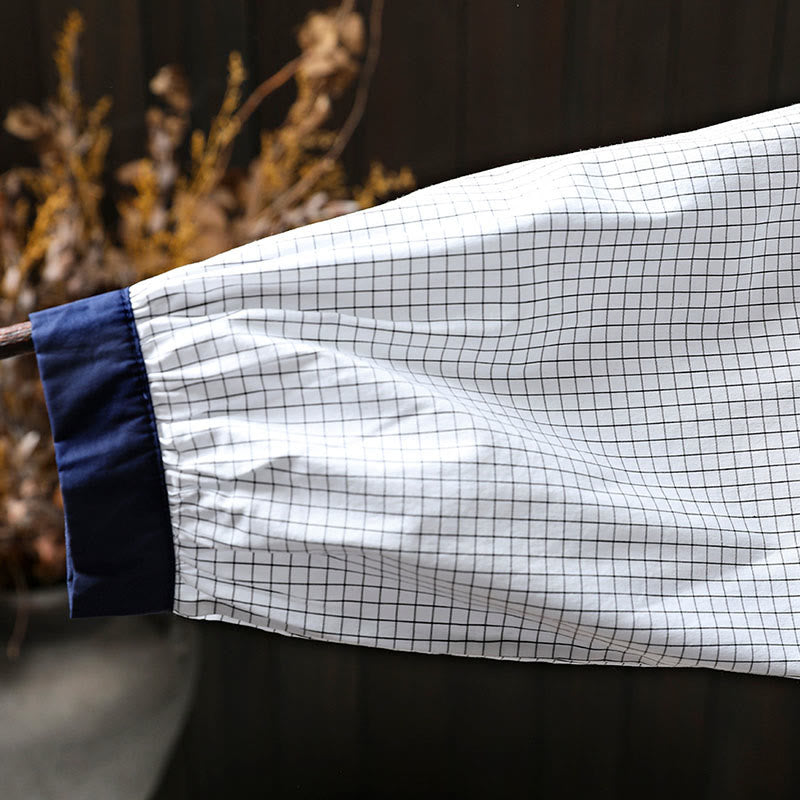 Buddha Stonesチェック柄 コントラストボタンダウン 長袖 レディース コットンシャツ - image 9