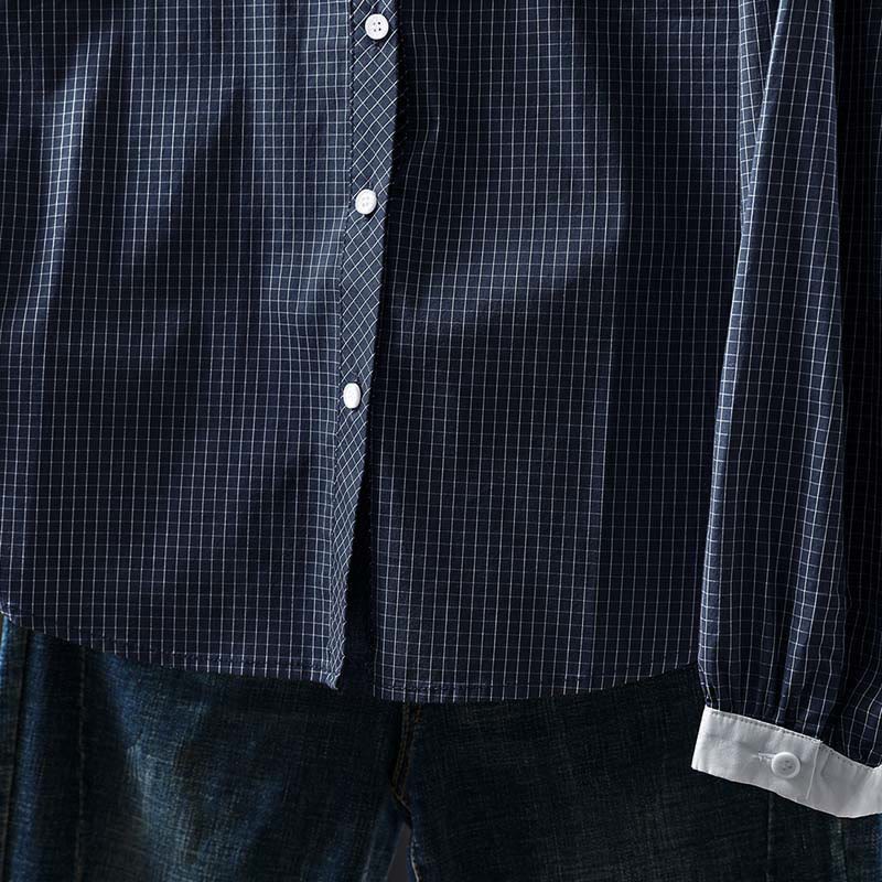 Buddha Stonesチェック柄 コントラストボタンダウン 長袖 レディース コットンシャツ - image 2