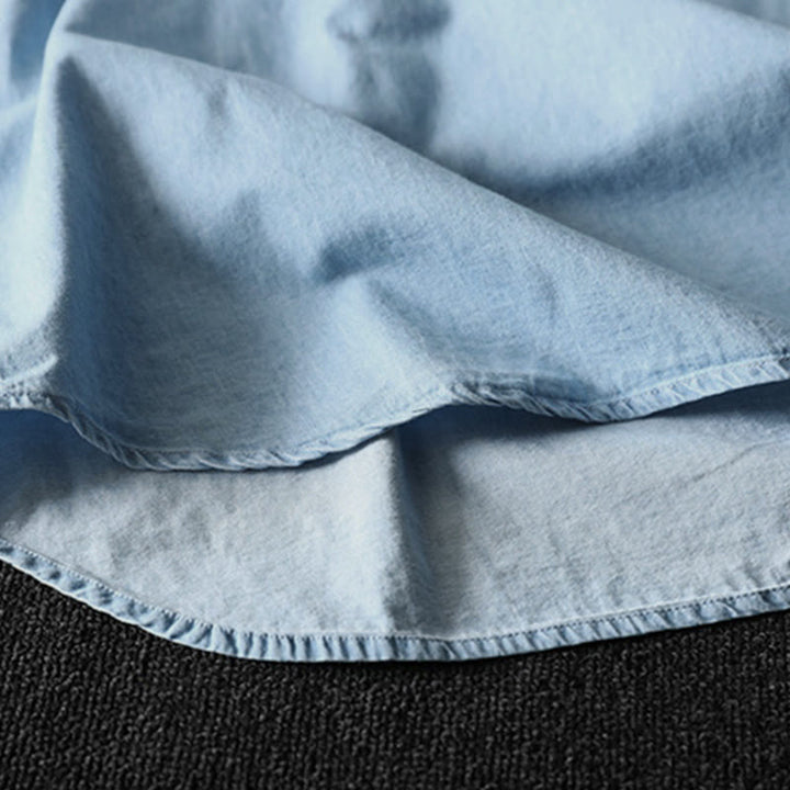 Buddha Stones幾何学模様花刺繍コットンデニムハーフボタン長袖レディースシャツ - image 14