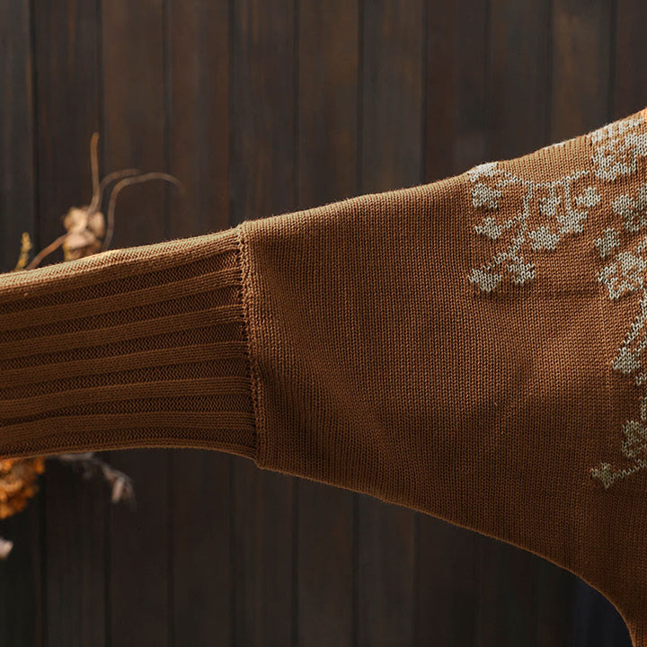 Buddha Stonesフローラルボタンコットンレディースロングバットウィングスリーブニットカーディガン - image 10