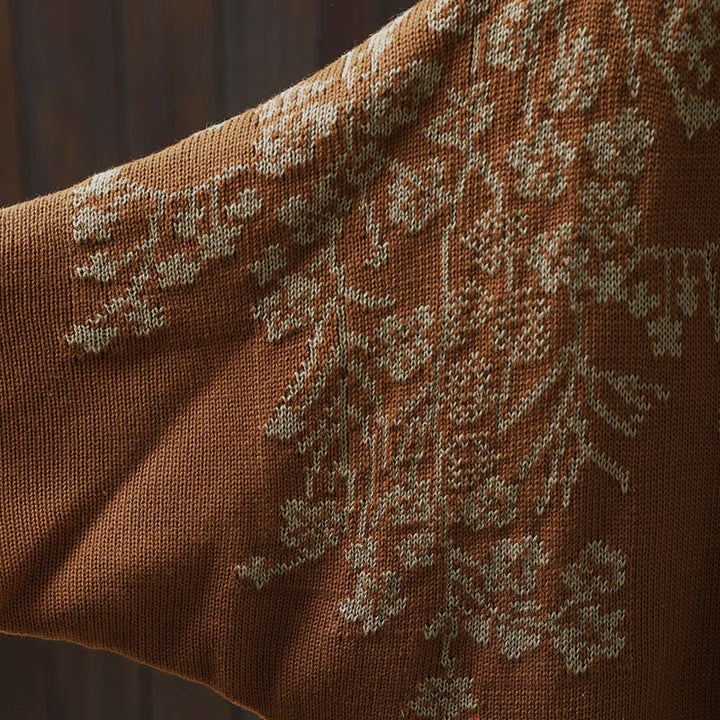 Buddha Stonesフローラルボタンコットンレディースロングバットウィングスリーブニットカーディガン - image 11