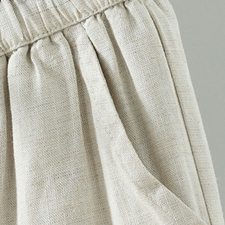 Buddha Stones冬用 コントラストドローストリング コットンリネン レディース ワイドレッグパンツ ポケット付き - image 12