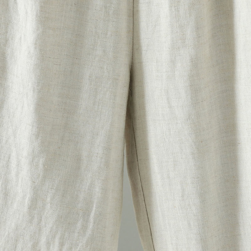 Buddha Stones冬用 コントラストドローストリング コットンリネン レディース ワイドレッグパンツ ポケット付き - image 14