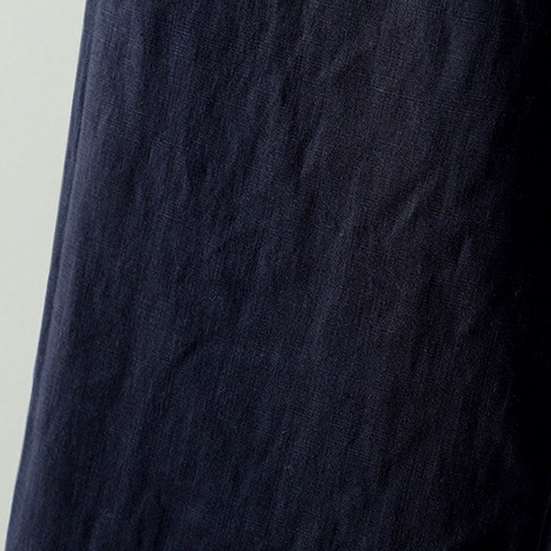 Buddha Stones冬用 コントラストドローストリング コットンリネン レディース ワイドレッグパンツ ポケット付き - image 4