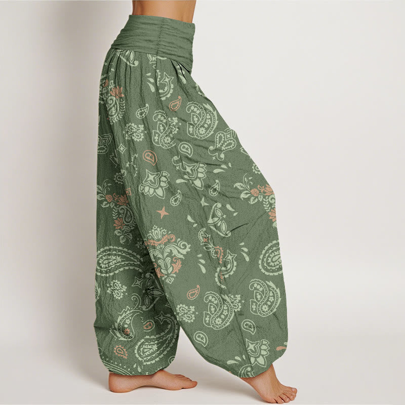 Buddha Stonesコットン ヴィンテージ ペイズリー柄 レディース 伸縮性ウエスト ハーレムパンツ - image 2