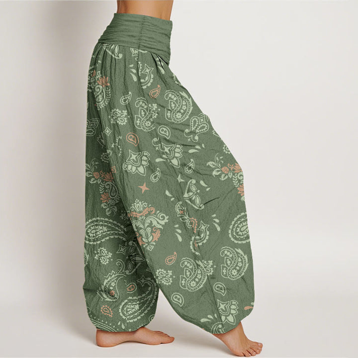 Buddha Stonesコットン ヴィンテージ ペイズリー柄 レディース 伸縮性ウエスト ハーレムパンツ - image 2