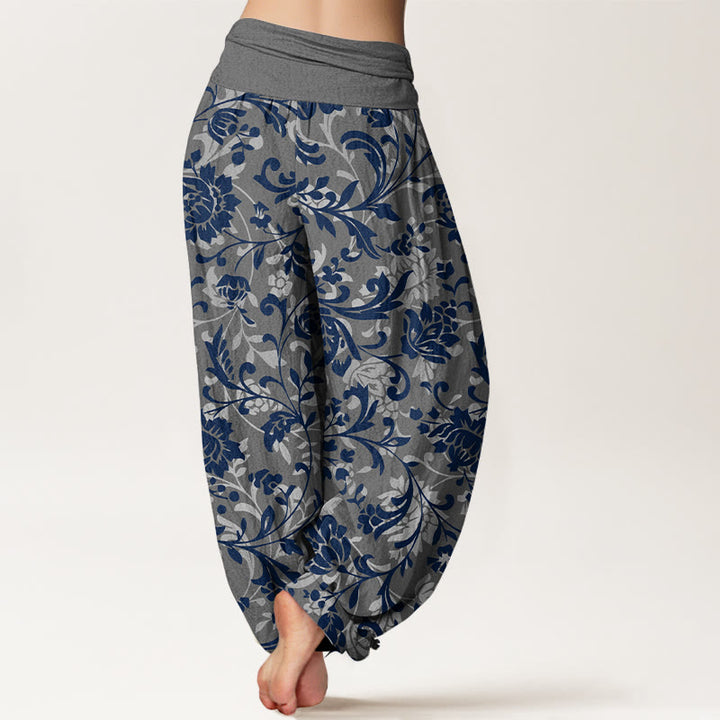 Buddha Stonesコットン 控えめな高級感 花つる柄 レディース 伸縮性ウエスト ハーレムパンツ - image 6